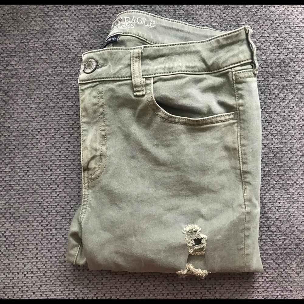 Ripped Olive Green Jeans